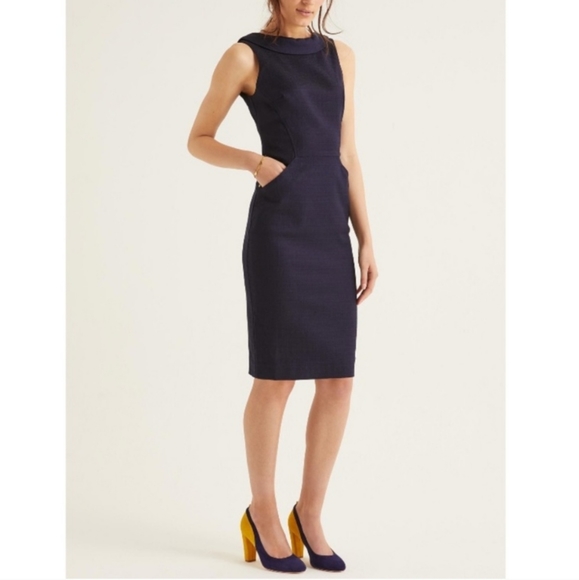 Boden Dresses & Skirts - Boden Martha Textured Sheath Midi Dress Navy size 10